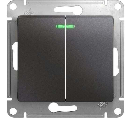 Выключатель 2-кл СП Корса 10А IP20 графит +накл.