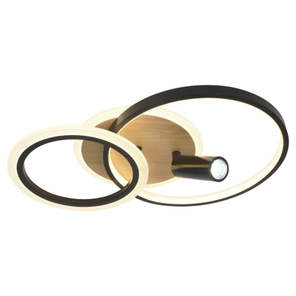 Светильник потолочный светодиодный ЭРА Модерн Rondo CLL-1-85-RC BK с ДУ 85W 3000-6500К черный/дерево | Светильники SPB-6 с ДУ