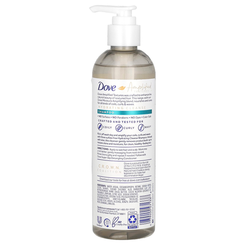 Dove, Amplified Textures, увлажняющий очищающий шампунь, 340 мл (11,5 жидк. унц.)