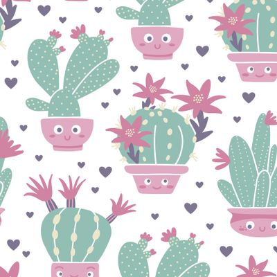 Весёлые кактусы на белом