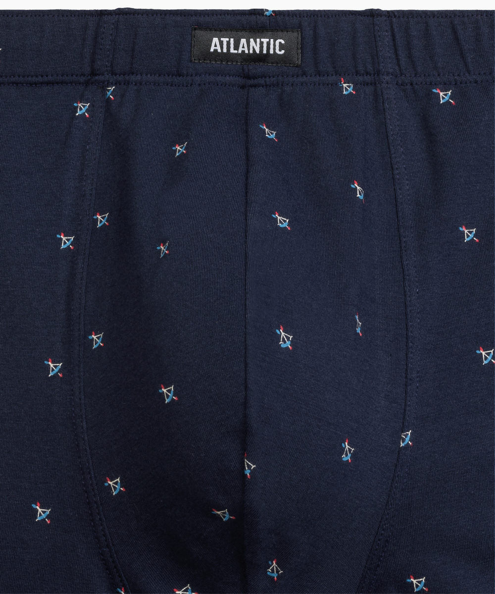 Мужские трусы шорты Atlantic, набор из 3 шт., хлопок, серый меланж + голубые + темно-синие, 3MH-209