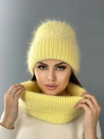 комплект шапка с шарфом- снуд зимний вязаный