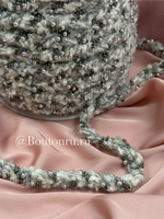 Тесьма-косичка серая с графитовым бисером 15 мм