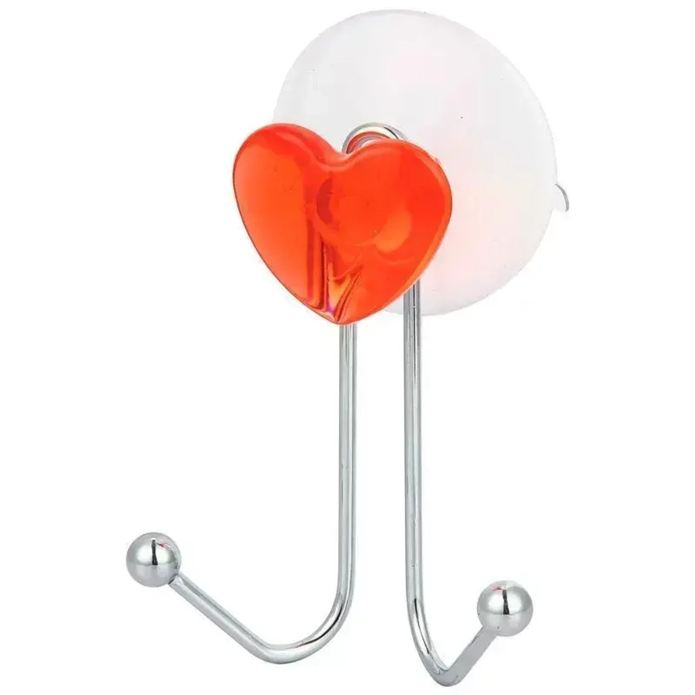 Крючок двойной Сердце, на присосках, W2790-1
