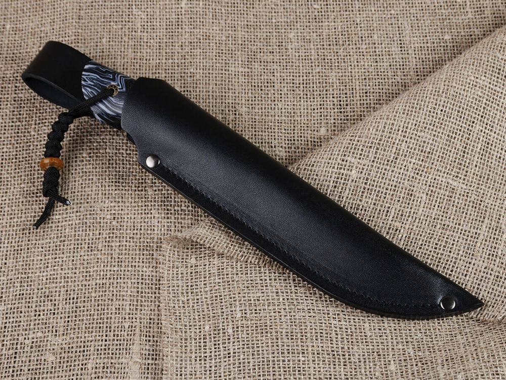 Нож для бушкрафта "Гектор", сталь VG-10/Elmax, рукоять микарта (синяя)