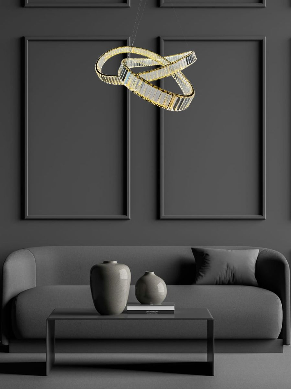 Люстра подвесная светодиодная Lanbos, LED 60 Вт, до 15 кв м, золотая