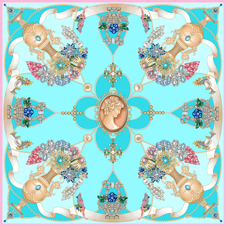 Платок «Винтажный гротеск» тиффани