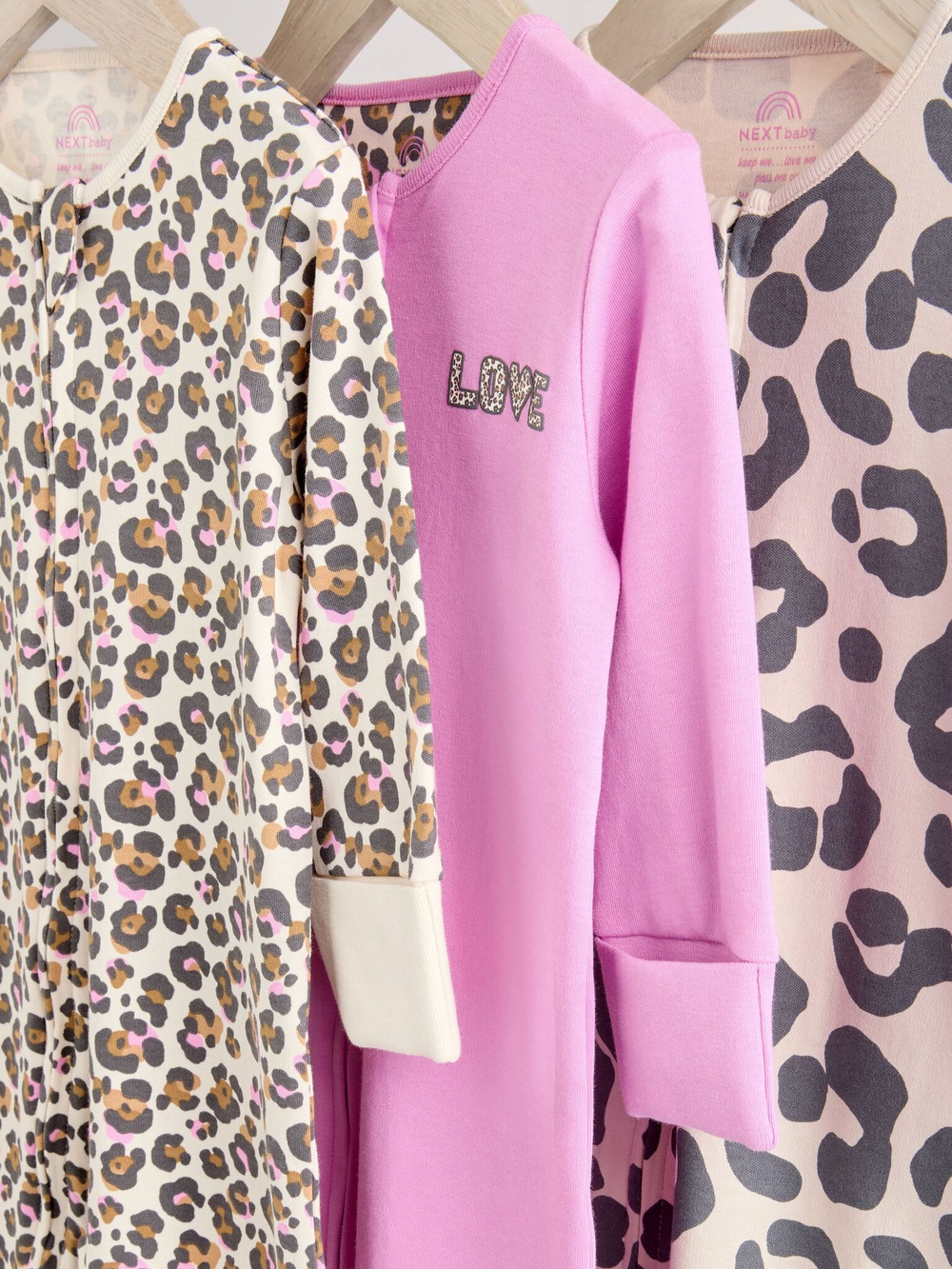 Комбинезон / Cлип для малышей Next B82-146, 3 шт., Розовый, Бежевый