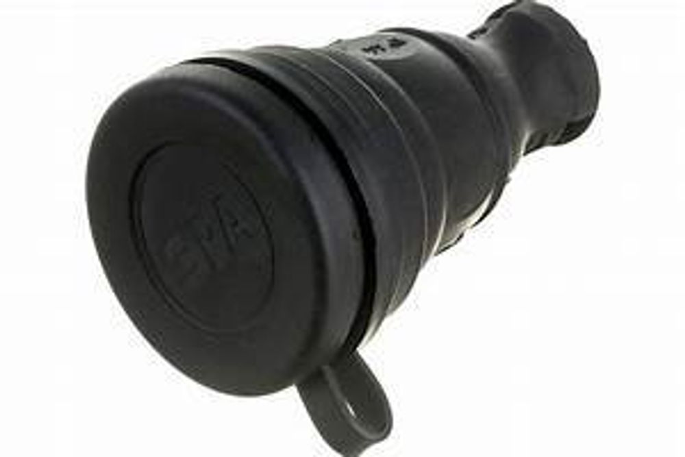 Штепсель c/з прямой каучук. 16A IP44 черный ЭРА