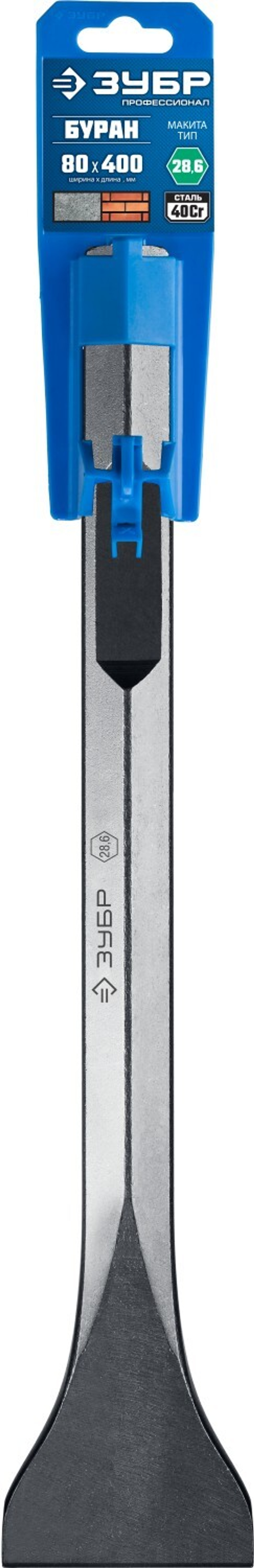 KRAFTOOL Alligator, 80 х 400 мм, HEX 28, лопаточное зубило (29380-80-400)