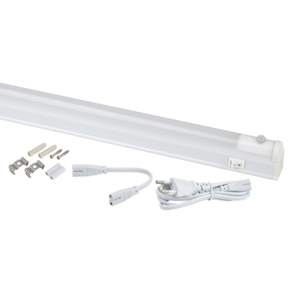 Линейный светодиодный светильник ЭРА LLED-02-04W-4000-MS-W 4Вт 4000K L314мм с датчиком движения и освещения | Бытовые светодиодные линейные светильники