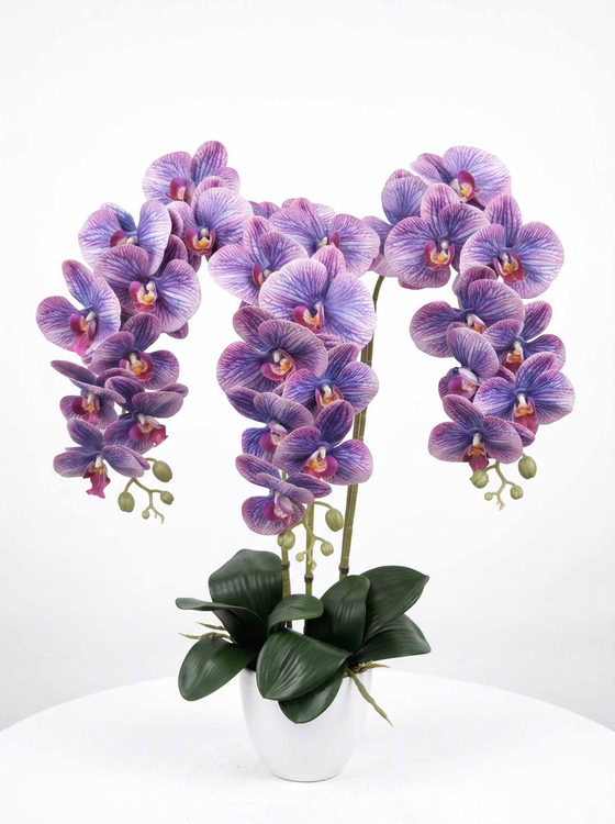 Орхидеи искусственные в горшке Аметист 3 ветки, 65см