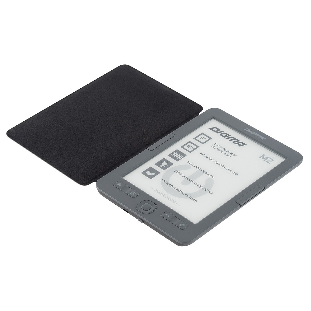 Электронная книга Digma M2G 6" E-ink HD 758x1024 600MHz 128Mb/4Gb/SD/microSDHC/frontlight темно-серый (1564398)
