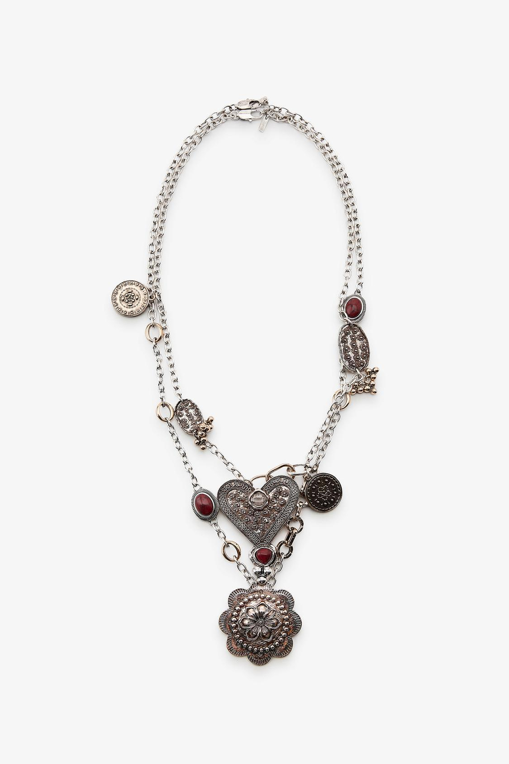 ZARA НАБОР ИЗ 2 ОЖЕРЕЛИЙ С СЕРДЦЕМ И МЕДАЛЬОНАМИ, ЦВЕТ СОСТАРЕННОГО ЗОЛОТА