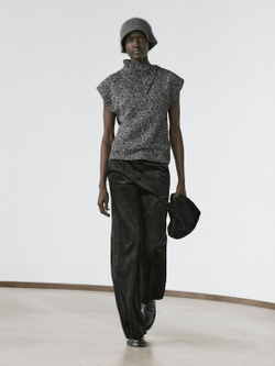 Massimo Dutti Трикотажный жилет мулине с воротником, черный