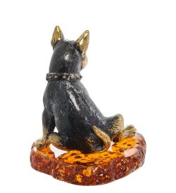 Народные промыслы AM-1952 Фигурка «Собака Бультерьер» (латунь, янтарь)