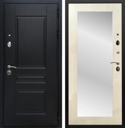 Входная металлическая дверь с зеркалом РЕКС Премиум-Н с зеркалом Пастораль (Венге / Лиственница беж)