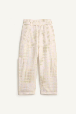 ZARA БРЮКИ-КАРГО СО СКЛАДКАМИ ИЗ 100% ХЛОПКА, ЭКРЮ