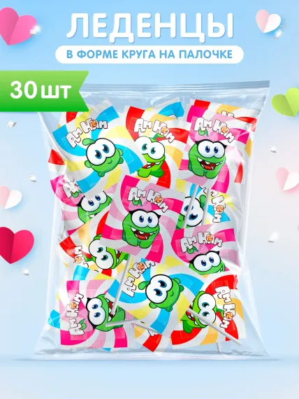Леденцы на палочке ассорти Сладкая сказка Sweet pops ам ням 10г х 30шт.