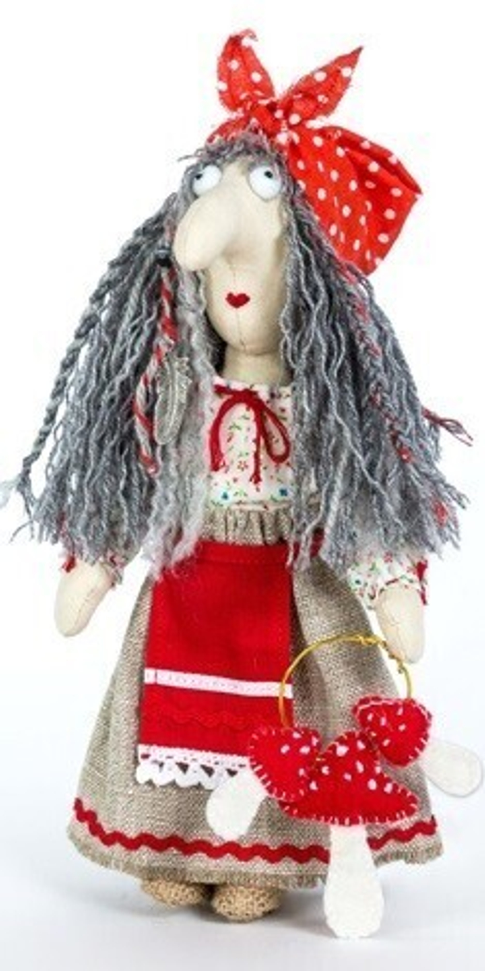 Набор для изготовления игрушки из льна и хлопка с волосами из пряжи "Баба Яга", 21 см