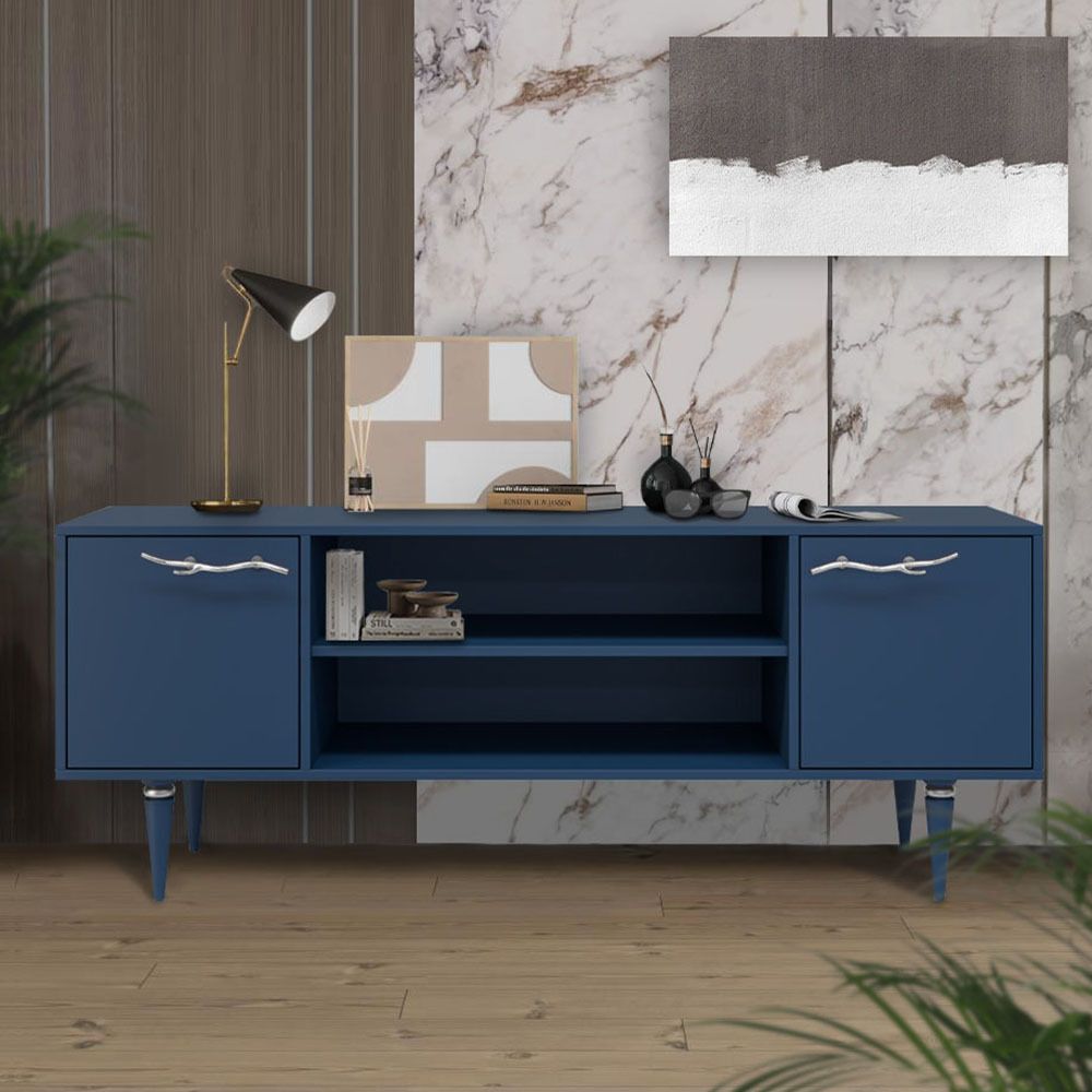 Тумба под ТВ Арт Колор matte 155см Классик Сильвер Королевский синий матовый