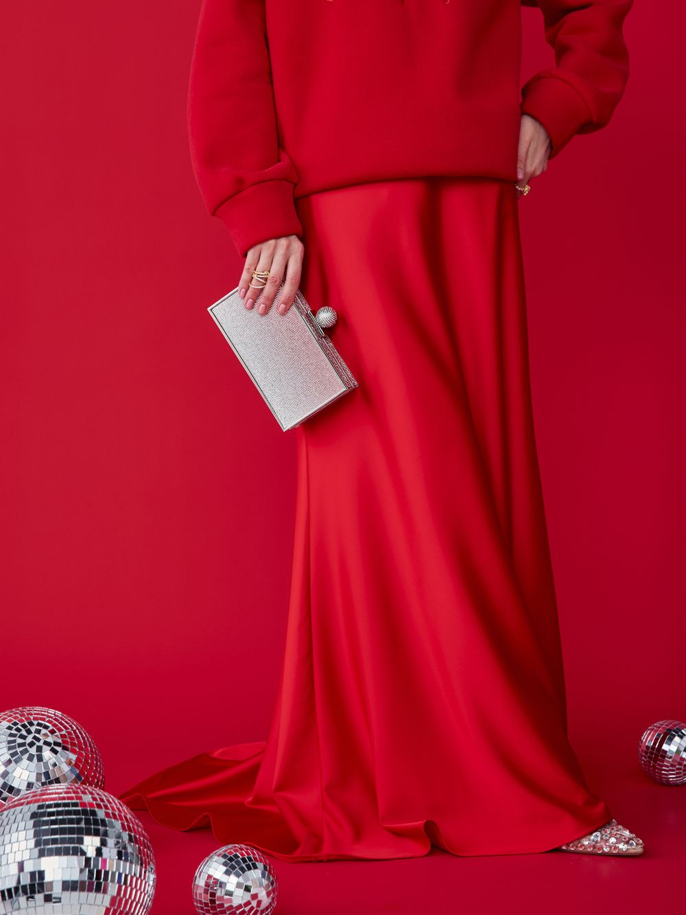 ЮБКА МАКСИ САТИНОВАЯ RED