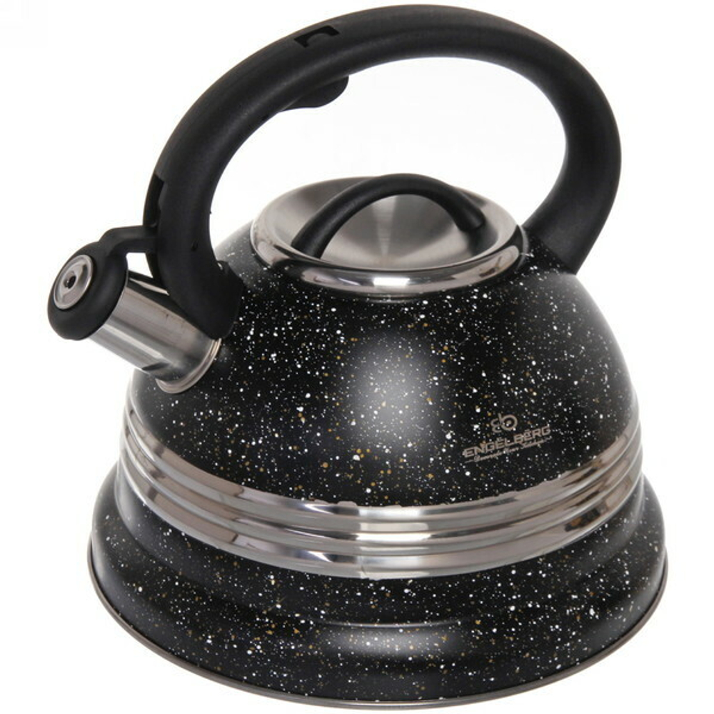 Чайник из нержавеющей стали 3,5л «Грация» со свистком, черный