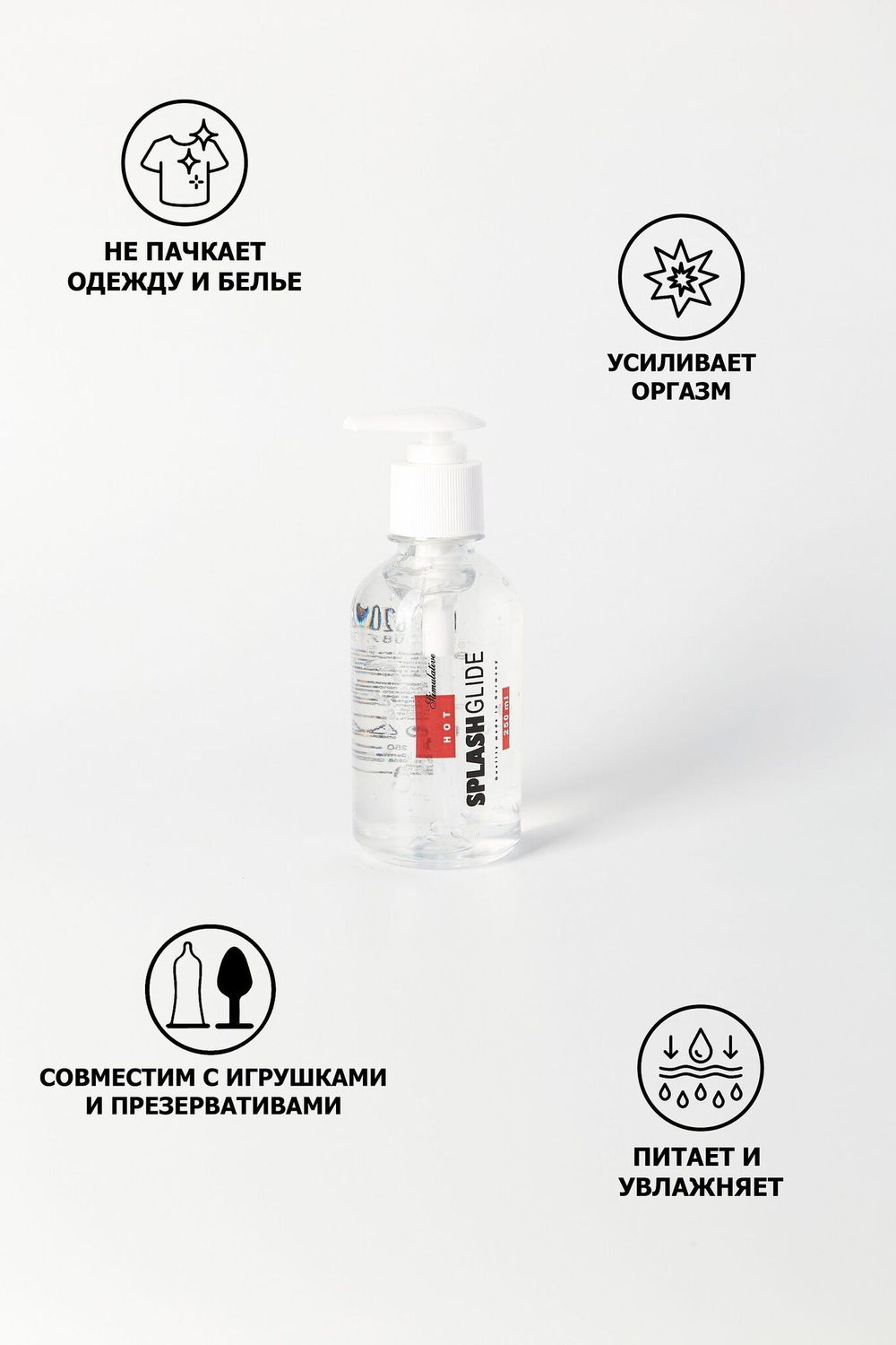 Возбуждающий лубрикант на водной основе Splashglide Hot Stimulative - 250 мл.