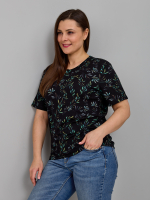 Футболка Фв-107/черный-акварельветочки