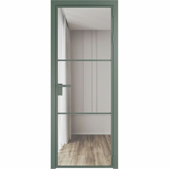 Алюминиевая дверь 13AG зелёный воск остеклённая