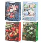 Подарочный пакет Basir, серия "Новогодние", плотный, бумажный, цветной с рисунком ассорти, размер 18*23*9 см