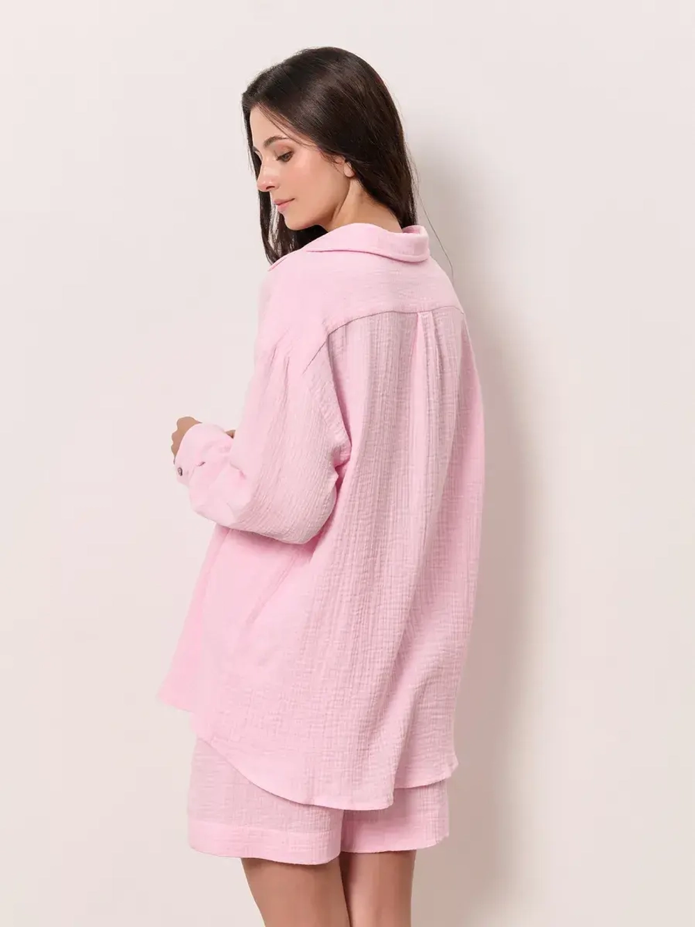 Костюм - пижама с шортами из муслина домашний оверсайз