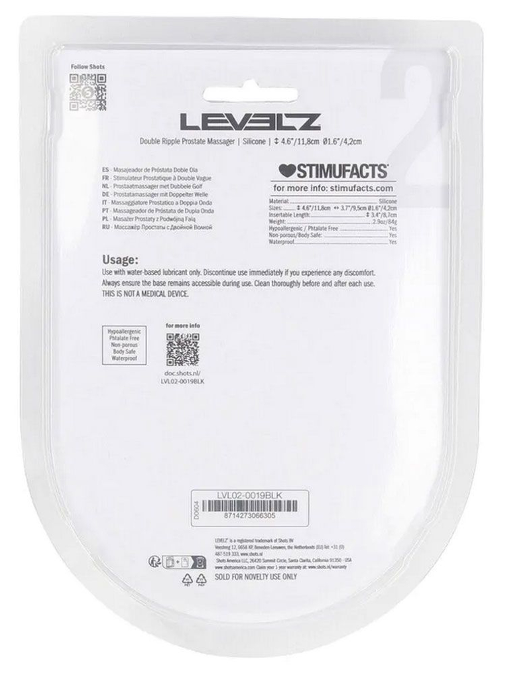 Черная анальная пробка для массажа простаты Double Ripple Silicone Prostate Massager (Цвет: черный)