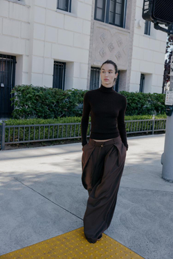 ZARA СВИТЕР ИЗ ШЕРСТИ С ВЫСОКИМ ВОРОТНИКОМ, ШОКОЛАДНЫЙ