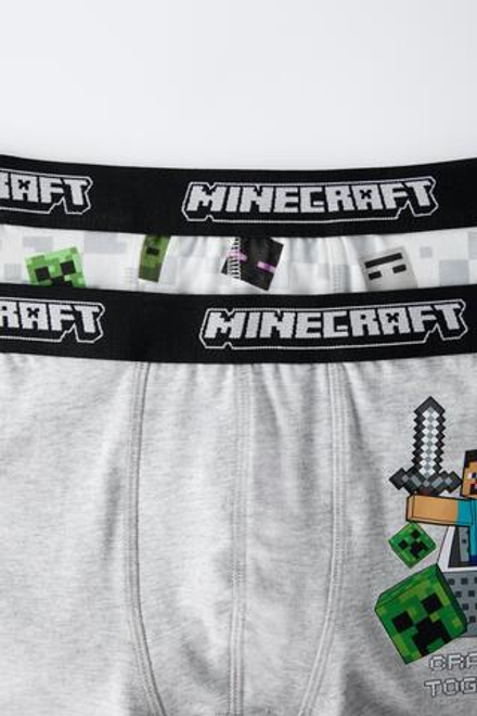 ZARA НАБОР ИЗ ДВУХ ТРУСОВ-БОКСЕРОВ MINECRAFT © MOJANG AB. ™, СЕРЫЙ С МЕЛАНЖЕВЫМ ЭФФЕКТОМ