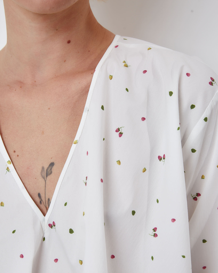 Топ из смесового хлопка малина белый