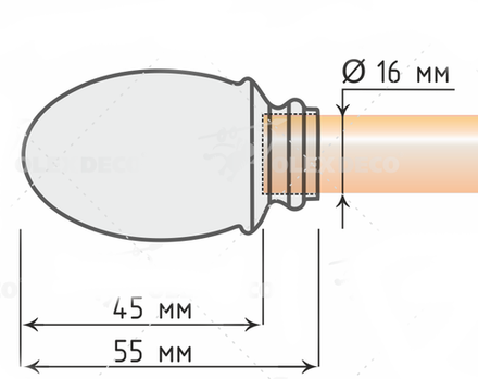 Наконечники кованых карнизов для штор d16 Белуно, цвет хром матовый