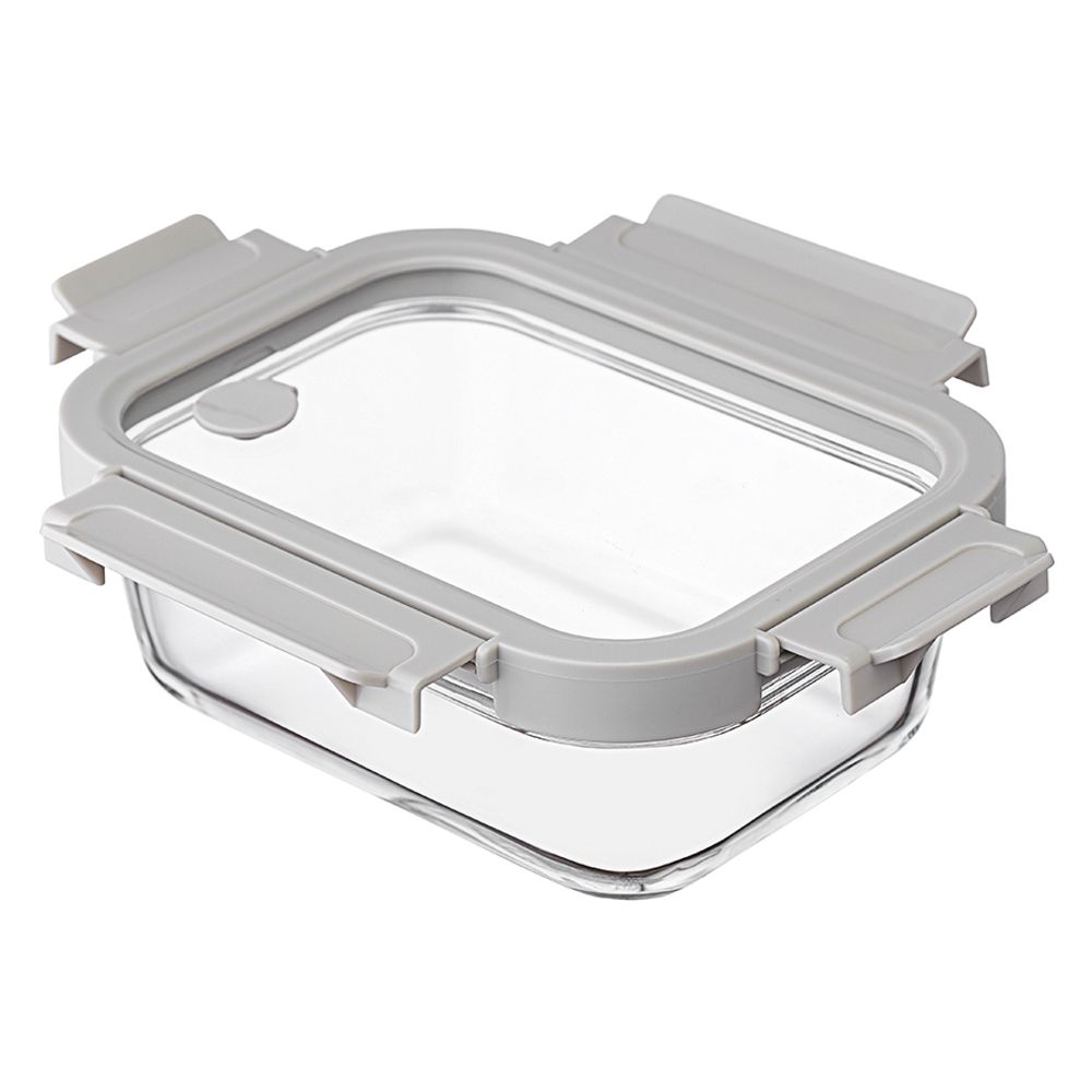 Контейнер для запекания и хранения прямоугольный Click Glass, 640 мл, светло-серый