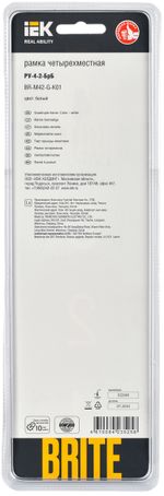 BRITE Рамка 4 -местная РУ-4-2-БрБ стекло белый IEK