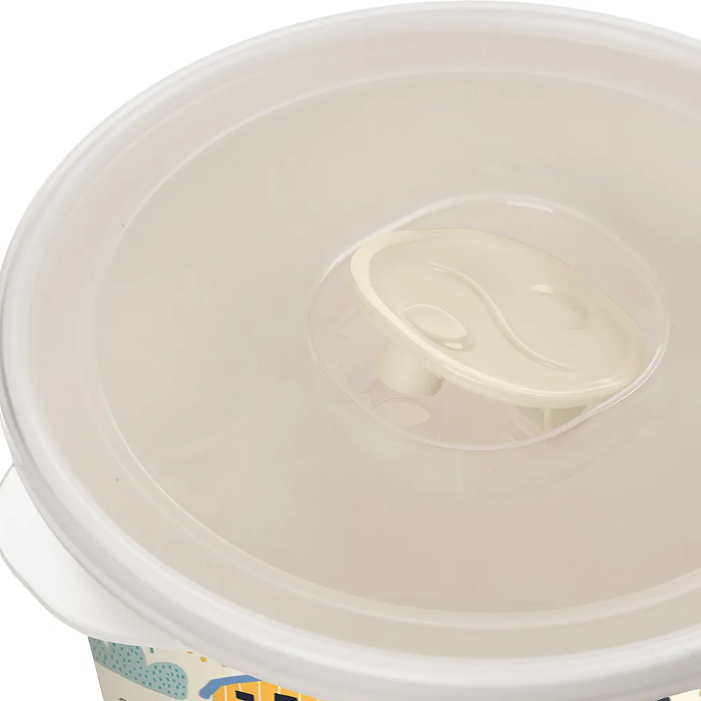 Контейнер-кружка 0,75л с клапаном, с декором (светло-бежевый)