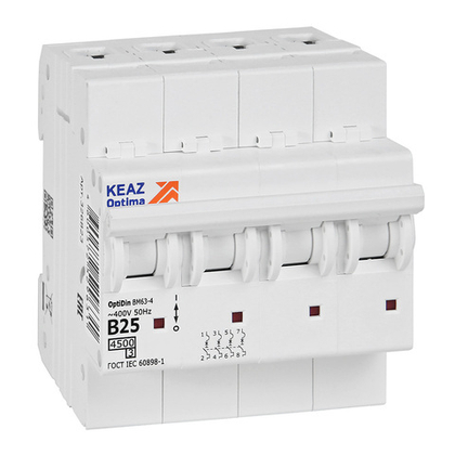Автоматический выключатель OptiDin BM63-4B25-4,5-УХЛ3  КЭАЗ