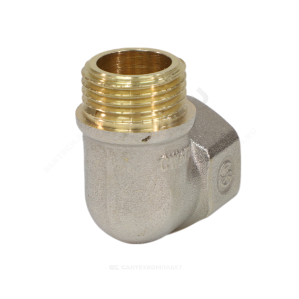 Угольник латунь никель реборда Ду 25 (1") ВР/НР 9006 ГОСТ 32585-2013 Aquasfera 9006-03