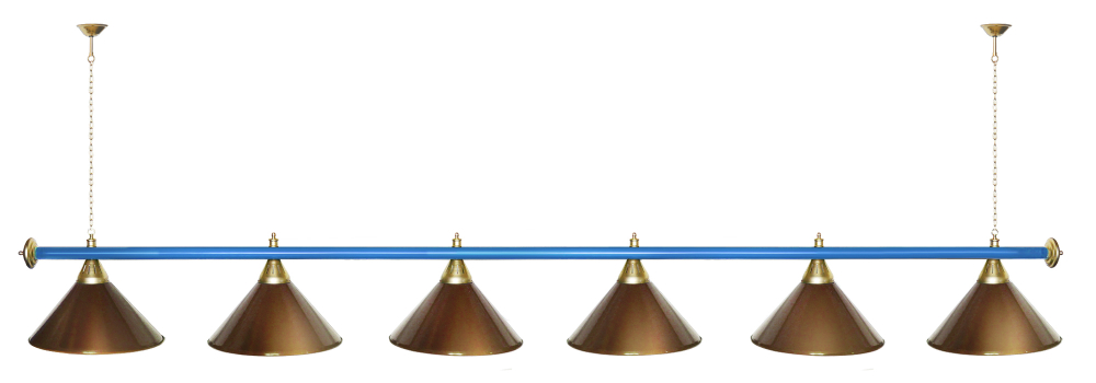 Лампа STARTBILLIARDS 6 пл. (плафоны зеленые,штанга золотая,фурнитура золото)