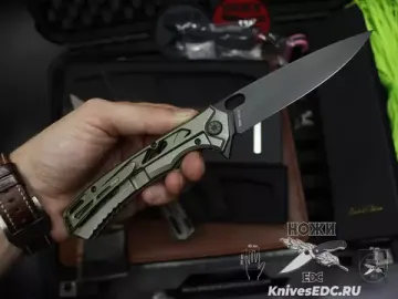 Нож складной НОКС Майор Black сталь M390, зеленый Титан 328-159506