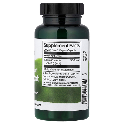Swanson, Full Spectrum®, корень кудзу, 500 мг, 60 веганских капсул