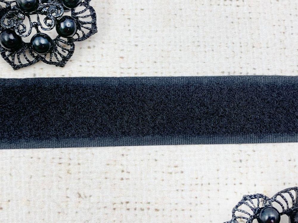 Велкро/липучка петля на клеевой основе, ш. 2,5 см, чёрный