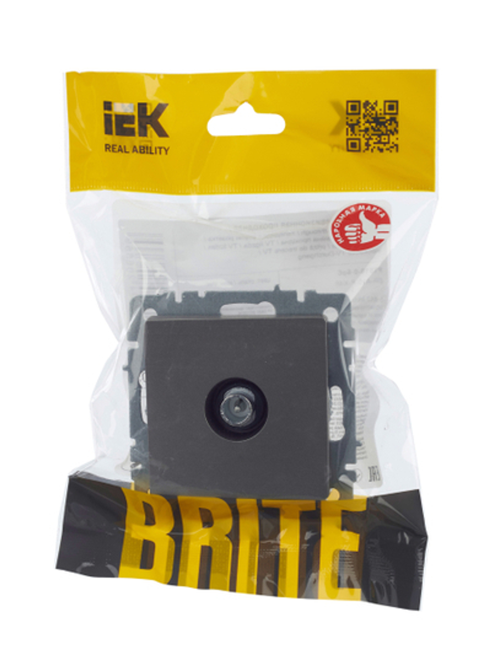 BRITE Розетка TV проходная РТВ10-0-БрС сталь IEK