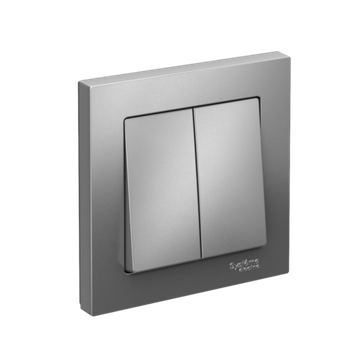 Выключатель 2-кл. СП AtlasDesign 10А IP20 (сх. 5) 10AX в сборе сталь SE ATN000952