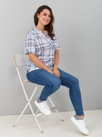 Блузка БЛ-122/голубой-корклетка