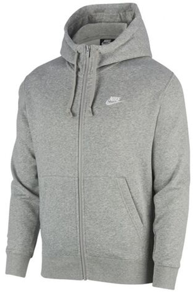 Мужская теннисная кофта Nike Swoosh M Club Hoodie FZ BB - dark grey heather/matte silver/white